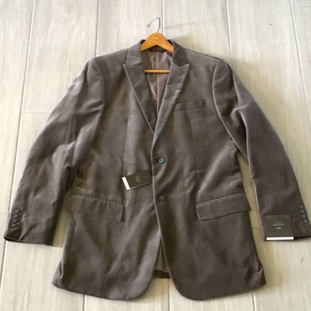 Merona Mens velvet style velour blazer jacket, sports coat-taupe brown NWT 42L